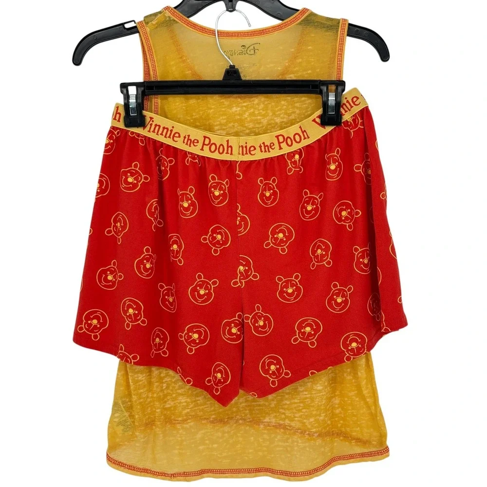 Disney Winnie the Pooh Hundred Acre Honey Co Pajama Set Yellow Red Womens Medium - Picture 2 of 12